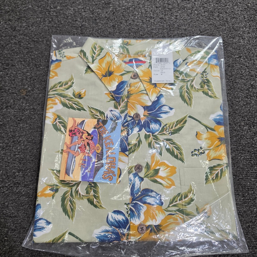 Reyn Spooner Joe Kealoha Aloha Shirt Mens Medium Chalk Hibiscus Floral RJ20 2733